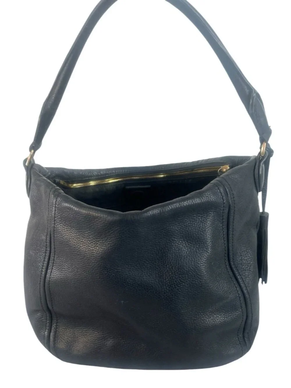 vtg J CREW Large Hobo Pebbled Napa Leather Shoulder Bag 3 Compartaments
